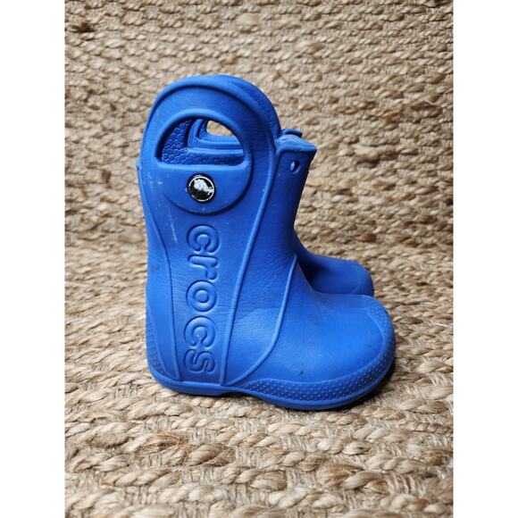 Crocs 12803 Kids Blue Rubber Pull On With Handles Outdoor Rain Boots Size c 6 - Picture 5 of 11